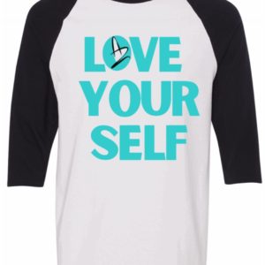 3/4 Sleeve White with Black sleeves - Love Your Self T-shirt